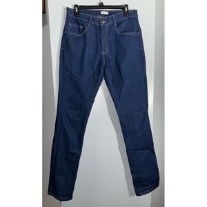 Tom James Blue Delta men's medium wash custom jeans contrast stitching 32" X 33"